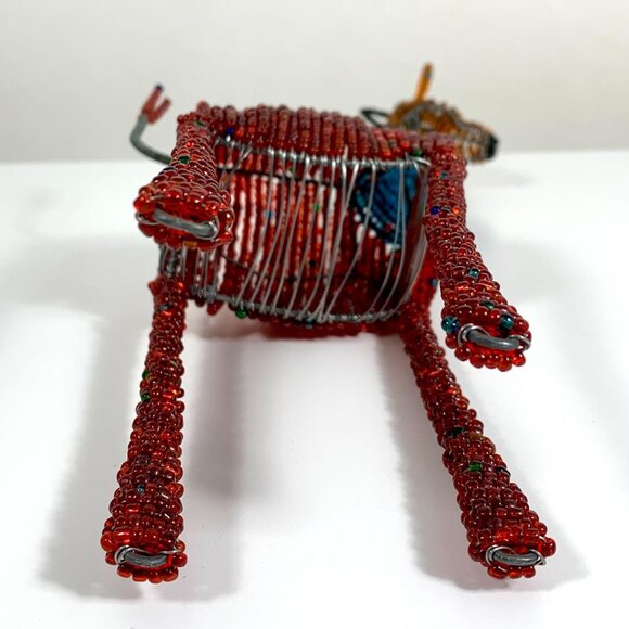 Handcrafted Multicolor Beaded Wire Giraffe Sculpture Art Decor Figurine Safari - Picture 6 of 6